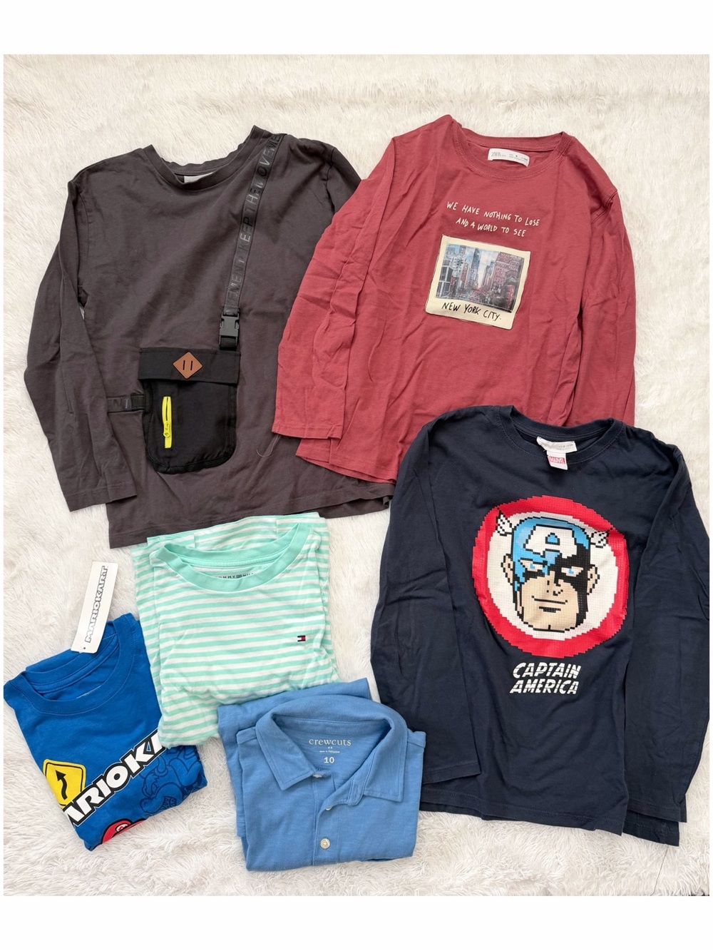 Captain America Navy Long-Sleeve Tee for Kids 9/10